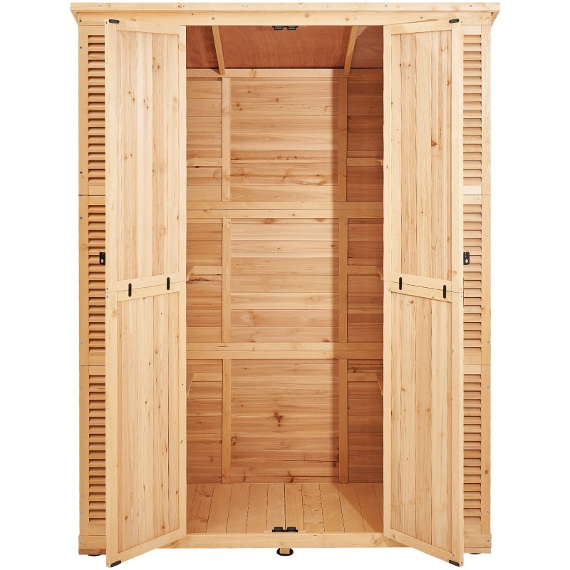 Puinen ulkovarastokaappi seetripuusta metallivahvistetulla rungolla vesitiiviillä katolla 1473x680x1980 mm