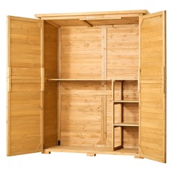 Puinen ulkosäilytyskaappi seetripuusta alumiinirungolla vesitiivis katto lukittavat kaksoisovet 1400x600x1715 mm