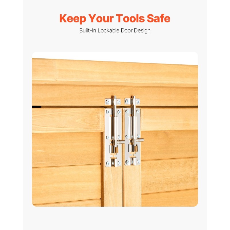 Puinen ulkosäilytyskaappi seetripuusta alumiinirungolla vesitiivis katto lukittavat kaksoisovet 1400x600x1715 mm