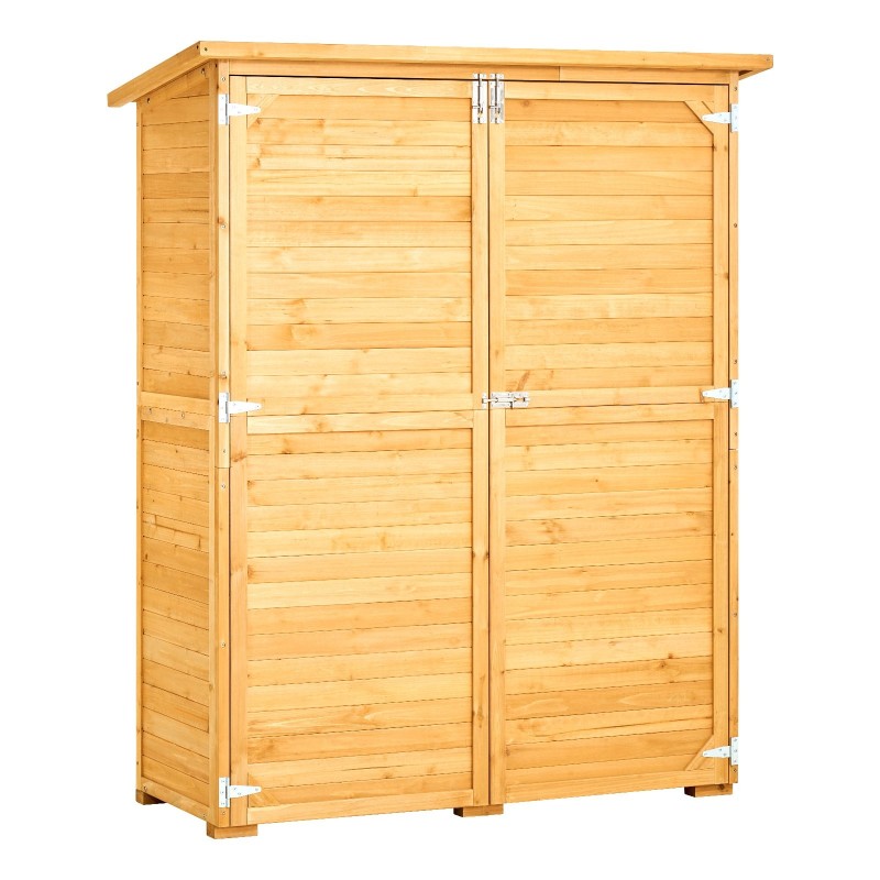 Puinen ulkosäilytyskaappi seetripuusta alumiinirungolla vesitiivis katto lukittavat kaksoisovet 1400x600x1715 mm