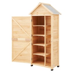 Puinen ulkovarastokoppi cedripuu 710x455x1600 mm 5 hyllyä lukittava vedenpitävä