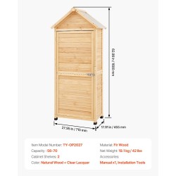 Puinen ulkovarastokoppi cedripuu 710x455x1600 mm 5 hyllyä lukittava vedenpitävä