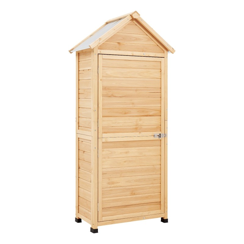 Puinen ulkovarastokoppi cedripuu 710x455x1600 mm 5 hyllyä lukittava vedenpitävä