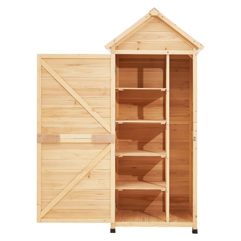 Puinen ulkovarastokoppi cedripuu 710x455x1600 mm 5 hyllyä lukittava vedenpitävä