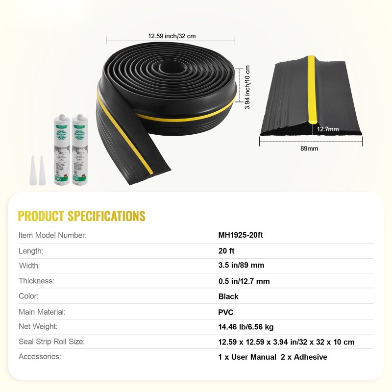 Autotallin ovikynnyksen tiivistenauha paksu PVC-muovi liimalla 89 mm 6,1 m musta
