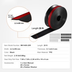 Autotallin ovitiiviste TPE 6,1 m 56 mm 2,5 mm musta