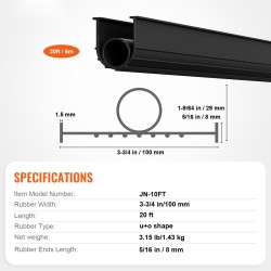 Autotallin oven PVC-muovi alatiiviste ja kynnyssarja 6,1 metriä musta