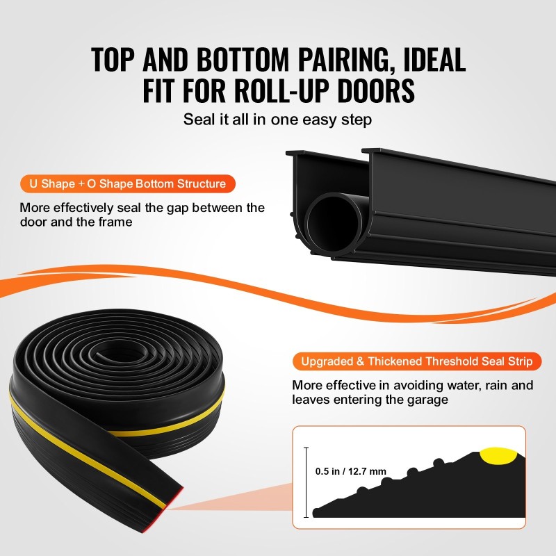 Autotallin oven alatiiviste ja kynnyssesetti PVC-muovi 16 jalkaa musta liimalla T-kiskollisiin oviin