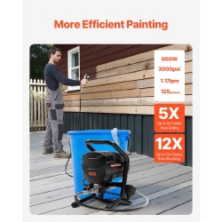 Jalustallinen ilmaton maalisumutin 650W 3000psi kromattu runko jatkovarsi puhdistussarja