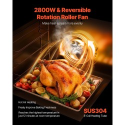 Pöytämallinen kiertoilmauuni 58 litraa 4 tasoa 2800 wattia karkaistu lasiovi ruostumaton teräs