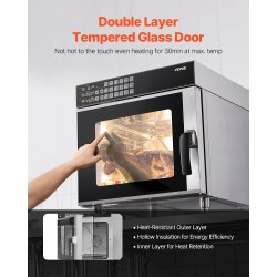 Pöytämallinen kiertoilmauuni 58 litraa 4 tasoa 2800 wattia karkaistu lasiovi ruostumaton teräs