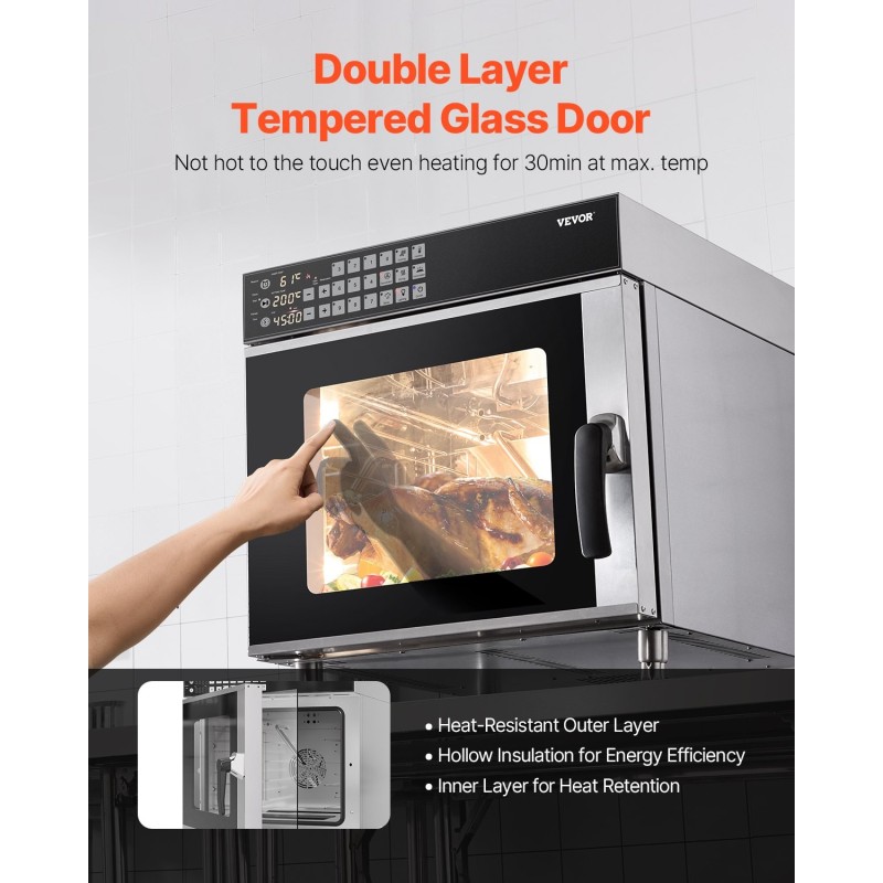 Pöytämallinen kiertoilmauuni 58 litraa 4 tasoa 2800 wattia karkaistu lasiovi ruostumaton teräs