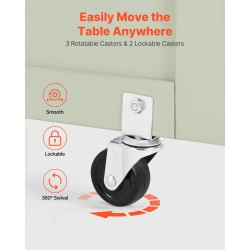 Taitettava ompelupöytä PB-levy vaaleanvihreä 5 pyörää 2 lukittavaa 2 säilytysastiaa 20 puutappia