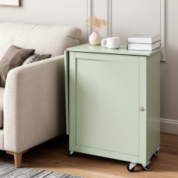 Taitettava ompelupöytä PB-levy vaaleanvihreä 5 pyörää 2 lukittavaa 2 säilytysastiaa 20 puutappia