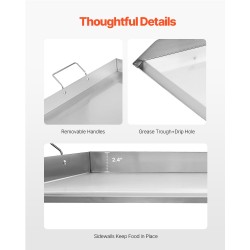 Tasoparila 36x22 tuumaa ruostumattomasta teräksestä kaasugrilliin teppanyakille ja retkeilyyn