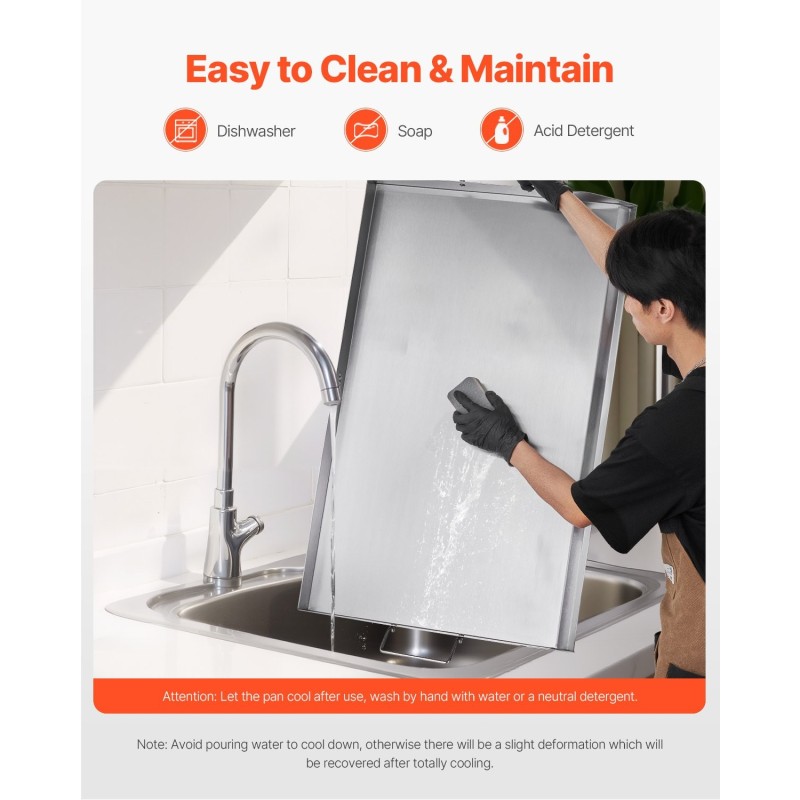 Tasoparila 36x22 tuumaa ruostumattomasta teräksestä kaasugrilliin teppanyakille ja retkeilyyn