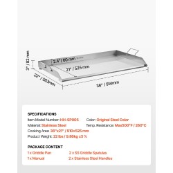 Tasoparila 36x22 tuumaa ruostumattomasta teräksestä kaasugrilliin teppanyakille ja retkeilyyn