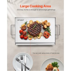 Tasolevy ruostumattomasta teräksestä 585x365 mm kaasugrilliin sivukahvoilla teppanyakille