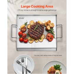 Ruostumaton teräs tasoparila 18x16 tuumaa kaasugrilliin kahvoilla