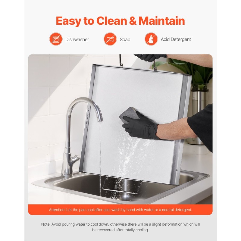 Ruostumaton teräs tasoparila 18x16 tuumaa kaasugrilliin kahvoilla