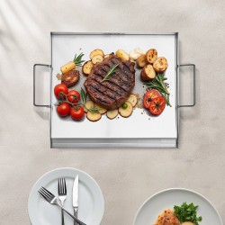 Ruostumaton teräs tasoparila 18x16 tuumaa kaasugrilliin kahvoilla