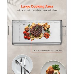 Ruostumaton teräs paistolevy 809x370 mm kahvoilla grillaukseen ja retkille