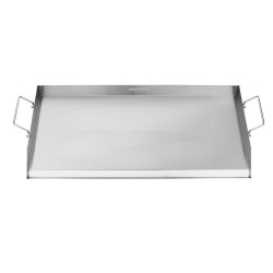 Ruostumaton teräs paistolevy 809x370 mm kahvoilla grillaukseen ja retkille