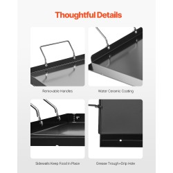 Grillitaso hiiliteräksinen suorakulmainen 32x14 tuumaa kaasugrillille kantokahvoilla