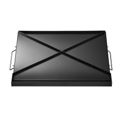 Hiiliteräksinen suorakaiteinen grillitaso 606x360 mm kaasugrilleihin kannettavilla kahvoilla
