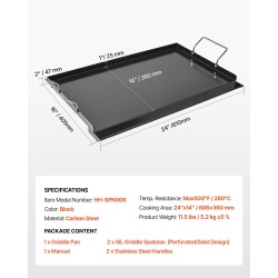 Hiiliteräksinen suorakaiteinen grillitaso 606x360 mm kaasugrilleihin kannettavilla kahvoilla