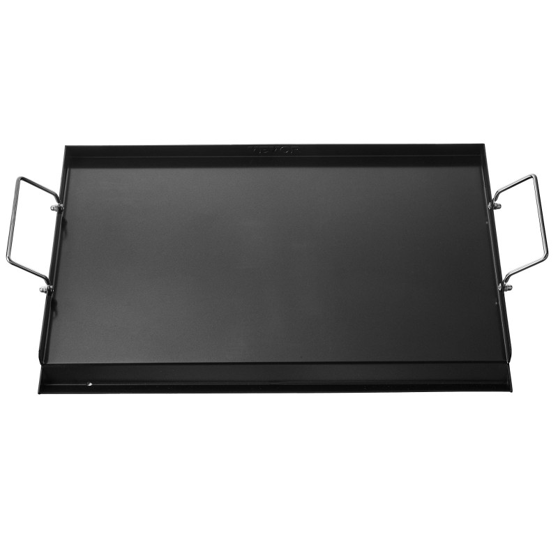 Hiiliteräksinen suorakaiteinen grillitaso 606x360 mm kaasugrilleihin kannettavilla kahvoilla