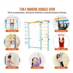 Seinäkiipeilyteline hiiliteräs 7-toimintoinen monivärinen lapsille alkaen 3 vuotta 99,8 kg kantavuus