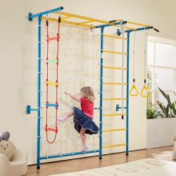 Seinäkiipeilyteline hiiliteräs 7-toimintoinen monivärinen lapsille alkaen 3 vuotta 99,8 kg kantavuus