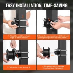 Liukuporttisarja teräskiinnikkeillä Q235B ja 150 mm nailonpyörillä 4 kpl vapaasti kannateltaville porteille