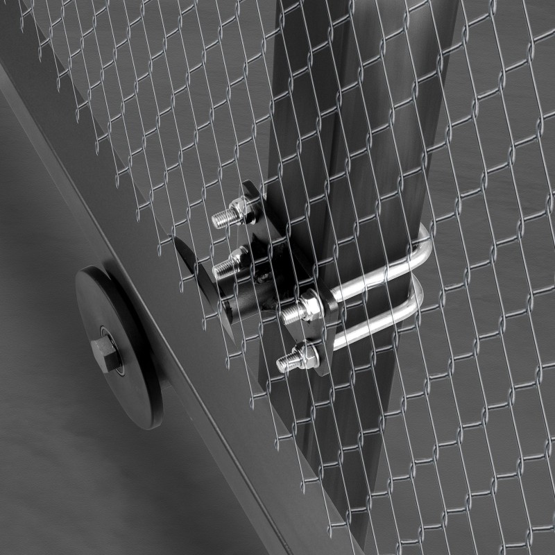 Liukuporttisarja teräskiinnikkeillä Q235B ja 150 mm nailonpyörillä 4 kpl vapaasti kannateltaville porteille