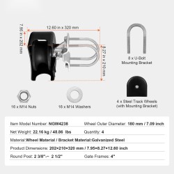 Liukuportin rullasarja teräskiinnikkeellä neljä nailonpyörää hiljainen toiminta ulkokäyttöön