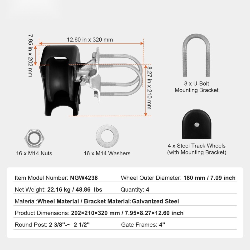 Liukuportin rullasarja teräskiinnikkeellä neljä nailonpyörää hiljainen toiminta ulkokäyttöön