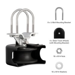 Liukuportin rullasarja teräskiinnikkeellä neljä nailonpyörää hiljainen toiminta ulkokäyttöön