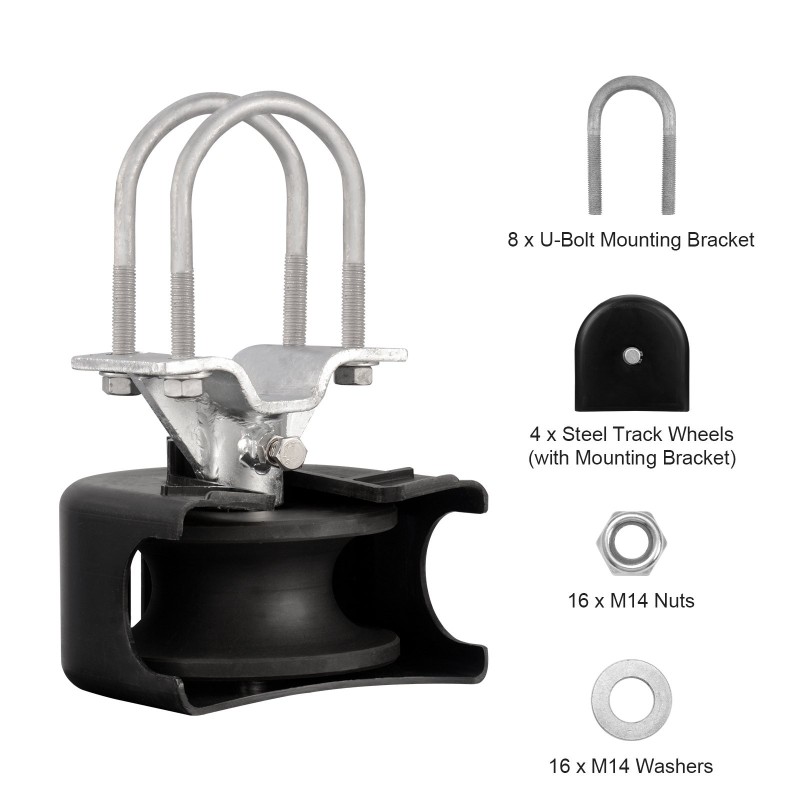 Liukuportin rullasarja teräskiinnikkeellä neljä nailonpyörää hiljainen toiminta ulkokäyttöön