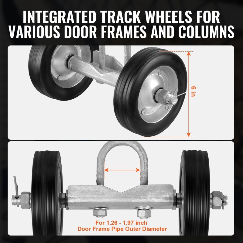 Liukuportin rullasarja 146 mm kumipyörät teräskannatin 600 paunaa sopii 32–50 mm runkoihin