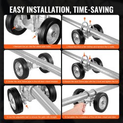 Liukuportin rullasarja teräsrunko kumipyörät 146 mm säädettävä ruosteenkestävä