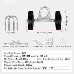 Liukuportin rullasarja teräsrunko kumipyörät 146 mm säädettävä ruosteenkestävä