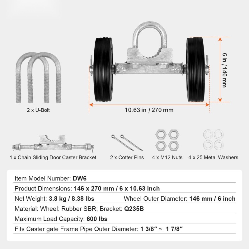 Liukuportin rullasarja teräsrunko kumipyörät 146 mm säädettävä ruosteenkestävä