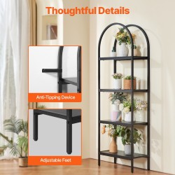 Metallinen kirjahylly nelitasoinen MDF hyllytasot säädettävät jalkatassut kaatumissuoja