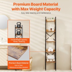 Kirjahylly metallia kapea viisitason korkea MDF hyllyillä kaatumissuojalla