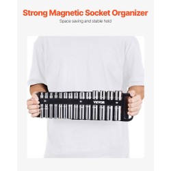 Hylsysäilyteline ABS-muovi 3-osainen 76 paikkaa 1/4 3/8 1/2 magneettipohjalla kahvalla