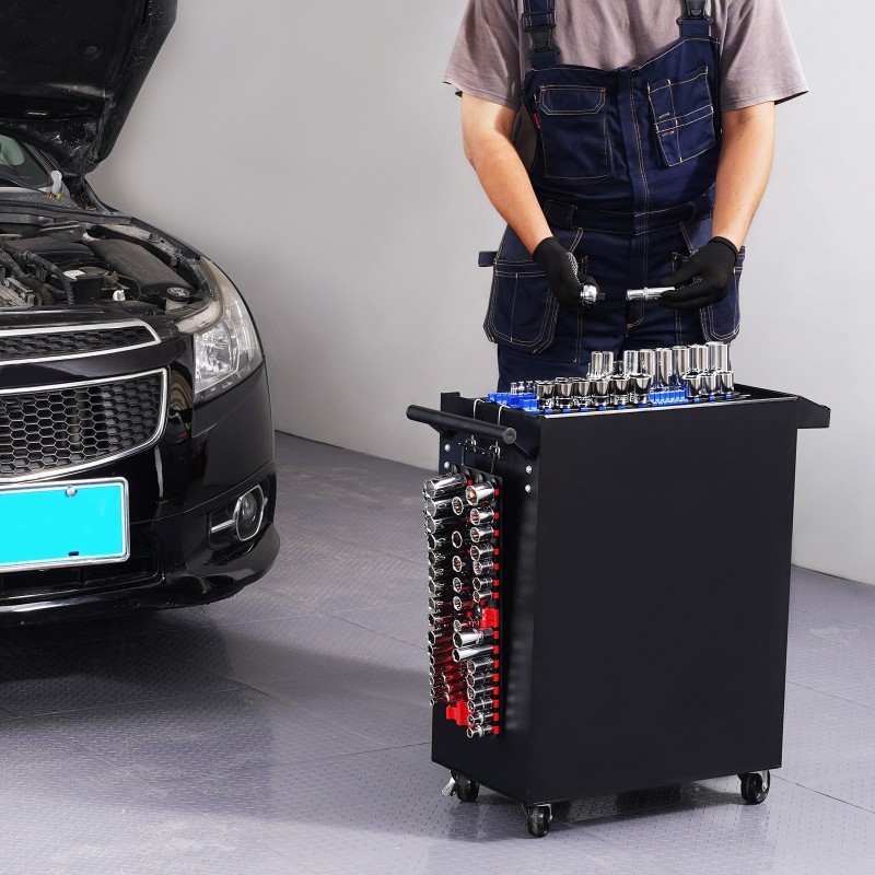 Hylsyjen järjestelyalusta teräs ABS-muovi 2 kpl 160 hylsylle 1/4 3/8 1/2