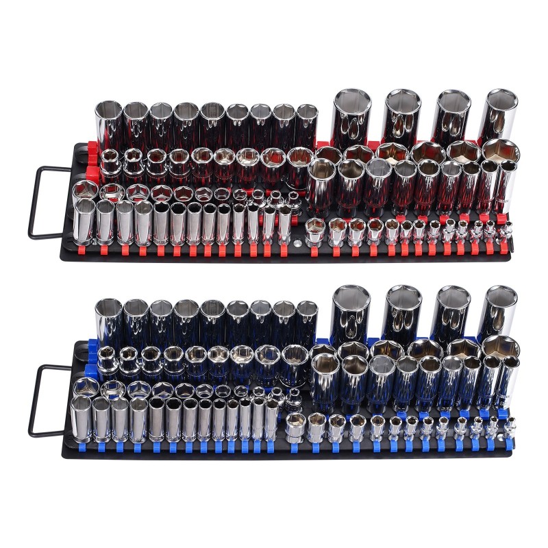 Hylsyjen järjestelyalusta teräs ABS-muovi 2 kpl 160 hylsylle 1/4 3/8 1/2