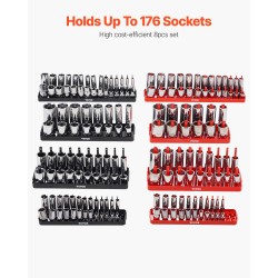 Hylsyjen järjestelijäsarja ABS-muovinen 8 kpl korkea tankoteline tilaa 176 hylsyä