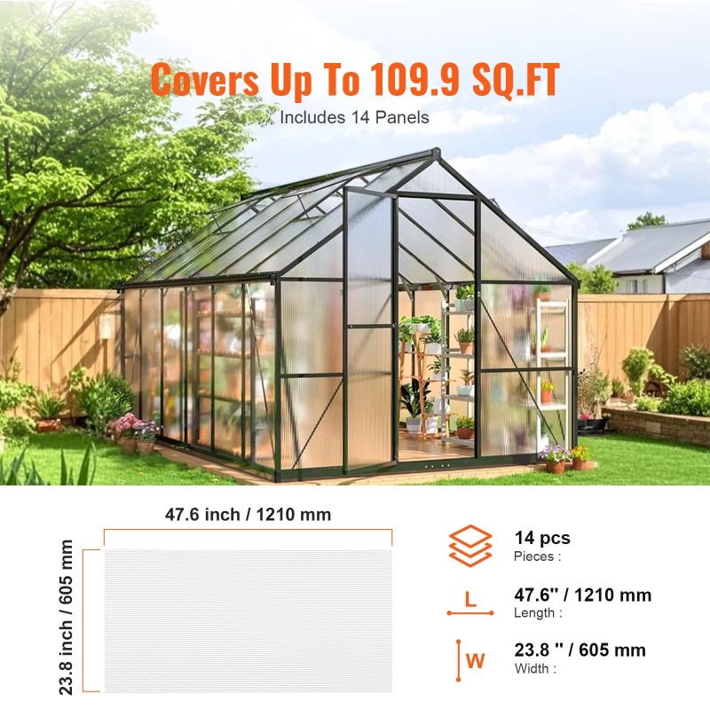 Polykarbonaattiset aaltolevyt 14 kpl 1210×605×4 mm valkoinen läpikuultava UV-suojattu